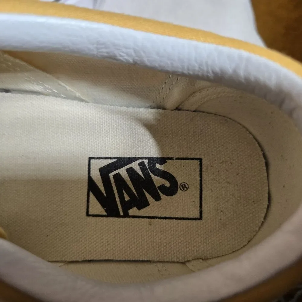 Vans Old Skool Mustard Yellow White Sneakers Men 7.5 Women 9 Shoes Suede Wear